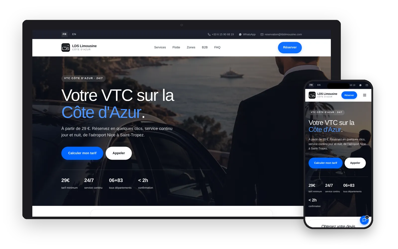 Site VTC connecté à Droovi : réservation en ligne et dispatch automatique