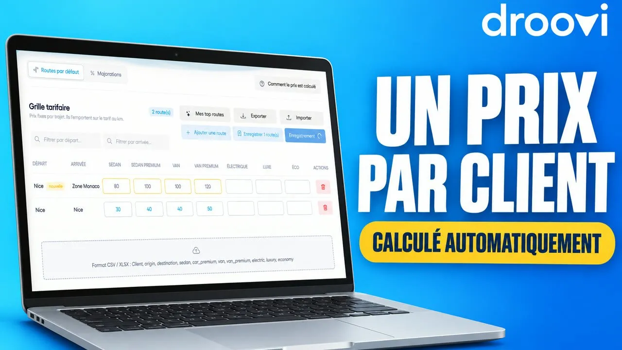 Grille tarifaire VTC : un prix par client, calculé automatiquement