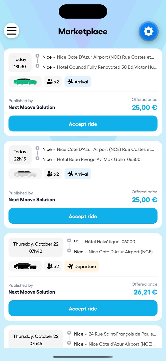 The same marketplace in the mobile app.