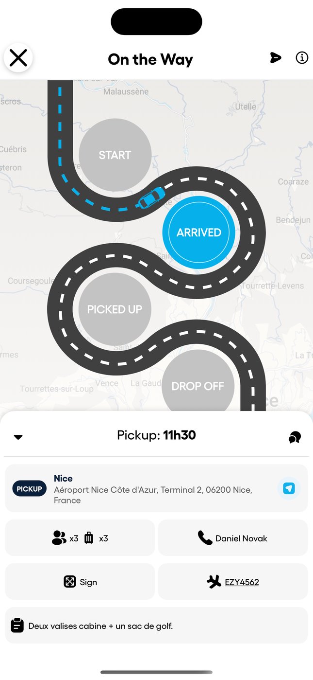 Ready to start, then on the way to the pickup.
