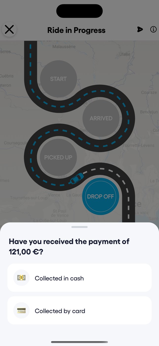 If there is an amount to collect, the app asks how it was paid.