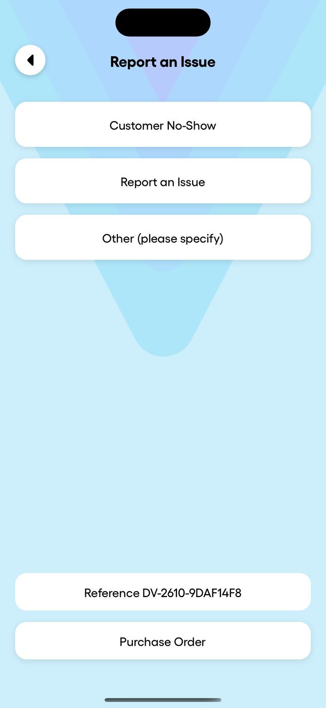 "Report an Issue" and the customer no-show form.