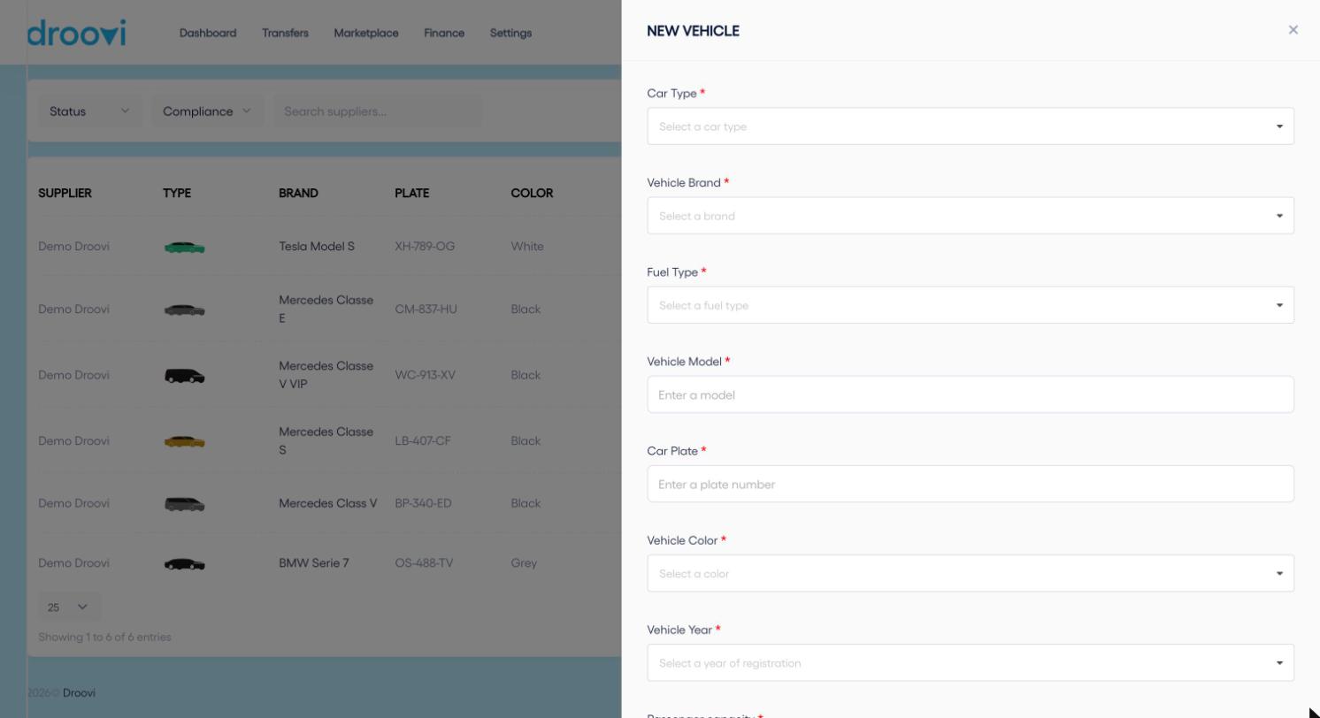 The "New Vehicle" form.
