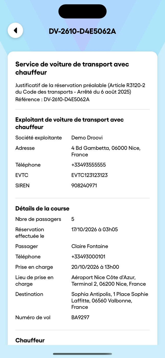 Le bon de commande, à présenter en cas de contrôle.