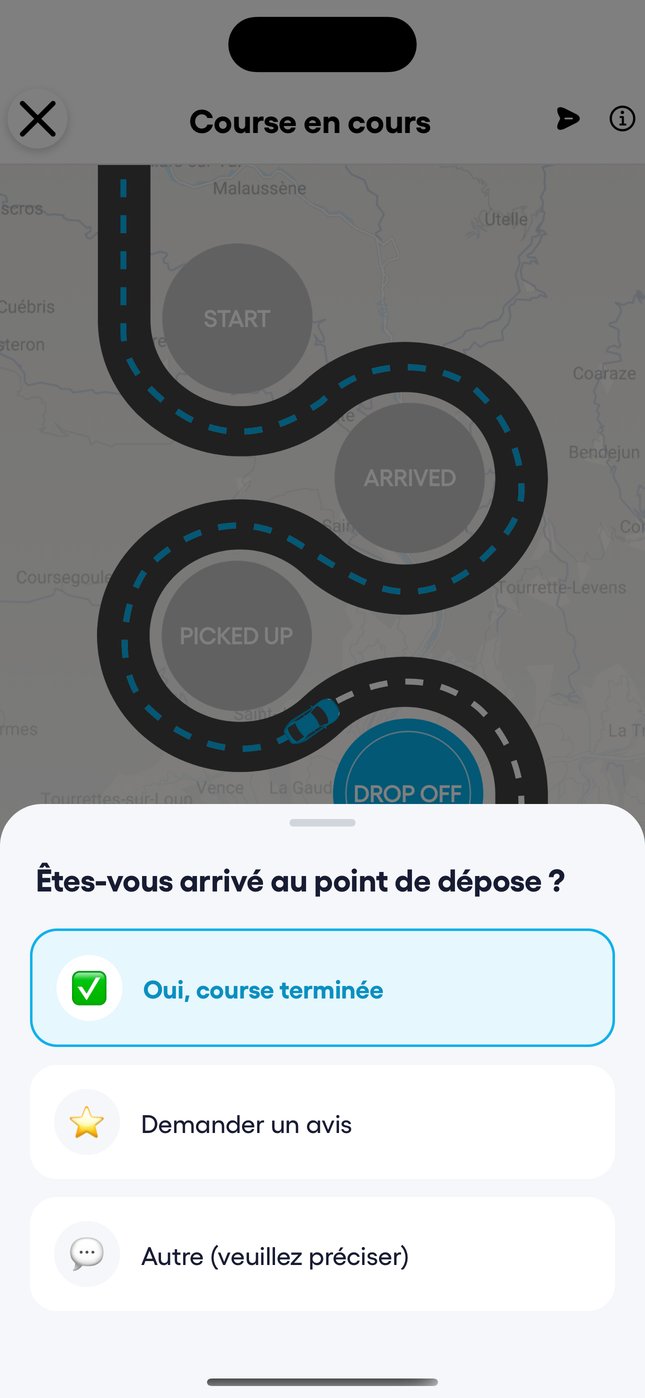 S'il reste un montant à encaisser, l'app demande comment il a été payé.