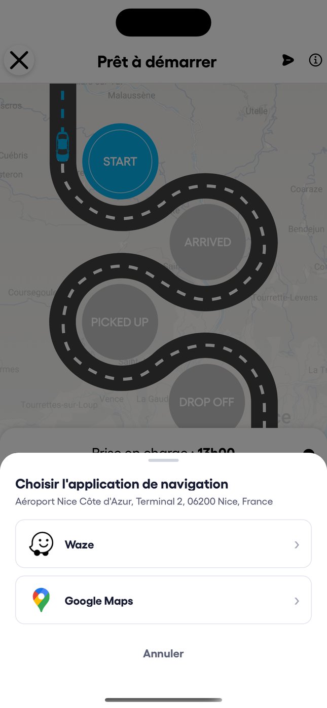 Ouvrir l'itinéraire dans Waze ou Google Maps, et contacter le client.