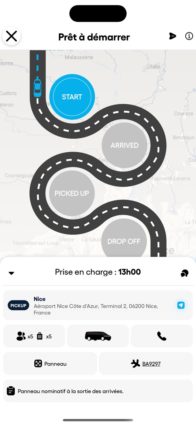 Prêt à démarrer, puis en route vers la prise en charge.