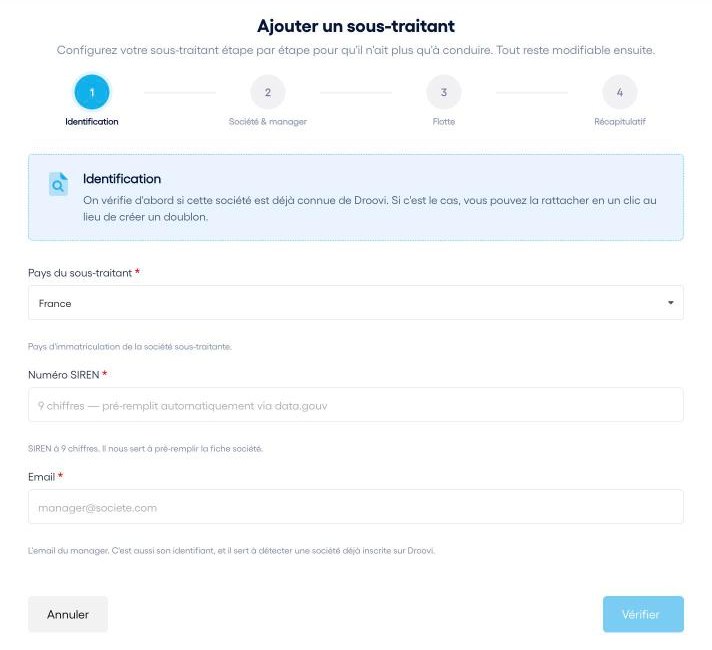 Étape 1 : Droovi vérifie d'abord si la société est déjà inscrite.