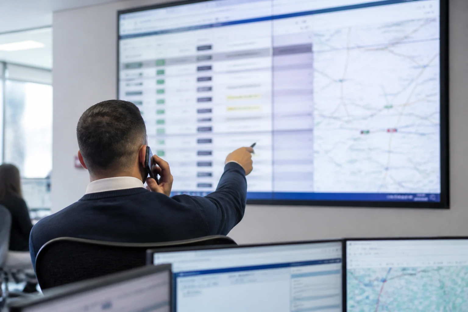 Responsable de dispatch asignando un servicio subcontratado en la pantalla de planificación